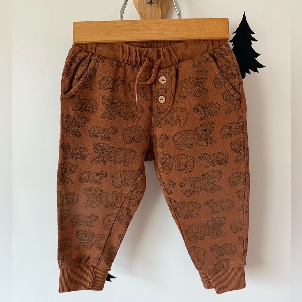 H&M Brown Bear Pattern Kids Joggers